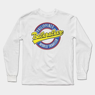 Philippines backpacker world traveler logo Long Sleeve T-Shirt